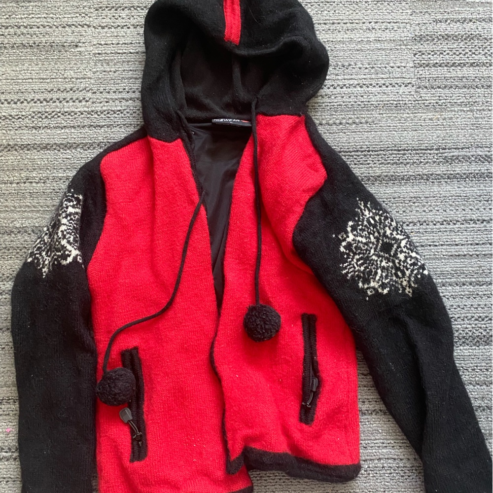 Icewear red and black zip up hooded jacket